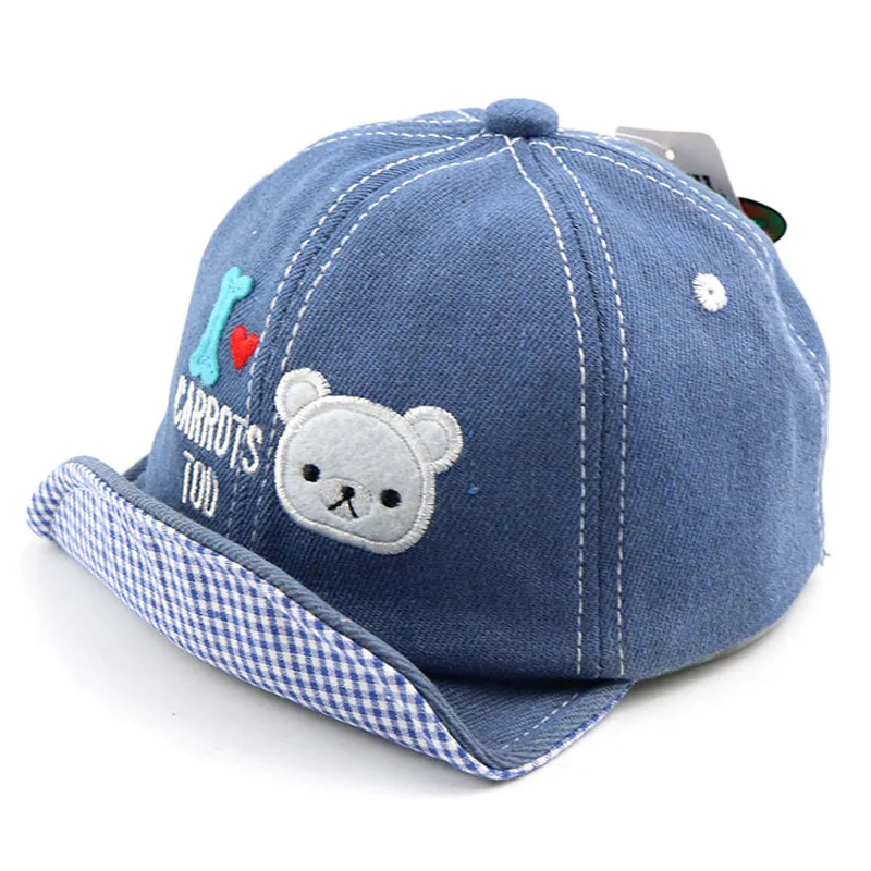 light blue Новинка, шапка для маленьких мальчиков и девочек, мультяшный ковбойский медведь, мягкие бейсболки в Корейском стиле, милые детские осенне-Весенние солнцезащитные шапки, детская бейсболка - Цвет: light blue