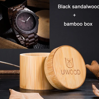 black with box Новинка! Топ Роскошные мужские часы 47,5 мм большой размер мужские деревянные часы дешевые модные деревянные часы - Цвет: black with box