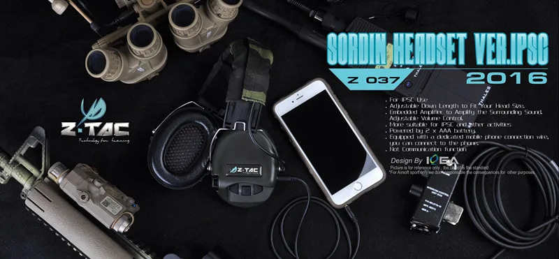 Z-Tactical страйкбольная гарнитура Sordin для IPSC шумоподавление стрельба наушники охотничьи защитные наушники для военного радио
