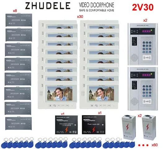 ZHUDELE здание домашняя система безопасности домофон 30 единиц Квартира видео 7 &quotTFT