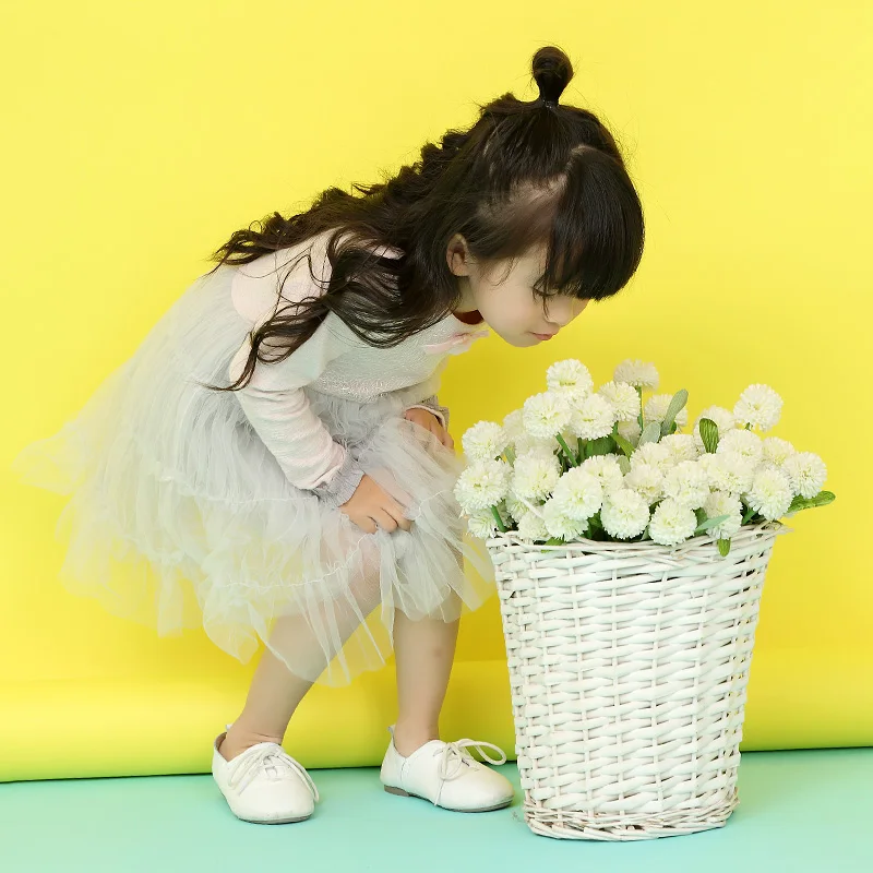 Платье для девочки 2018 длинный рукав зеленый хлопок малыш Летние платья девочек