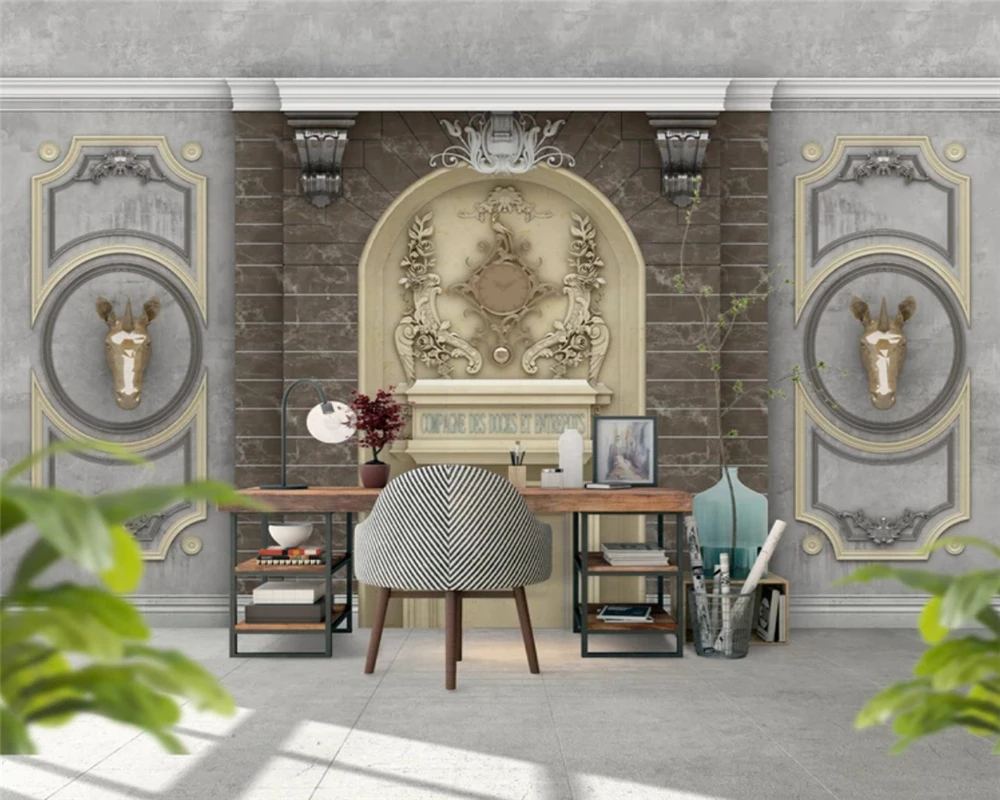 beibehang Customized retro embossed French carved simple European TV background papel de parede wallpaper papier peint behang |