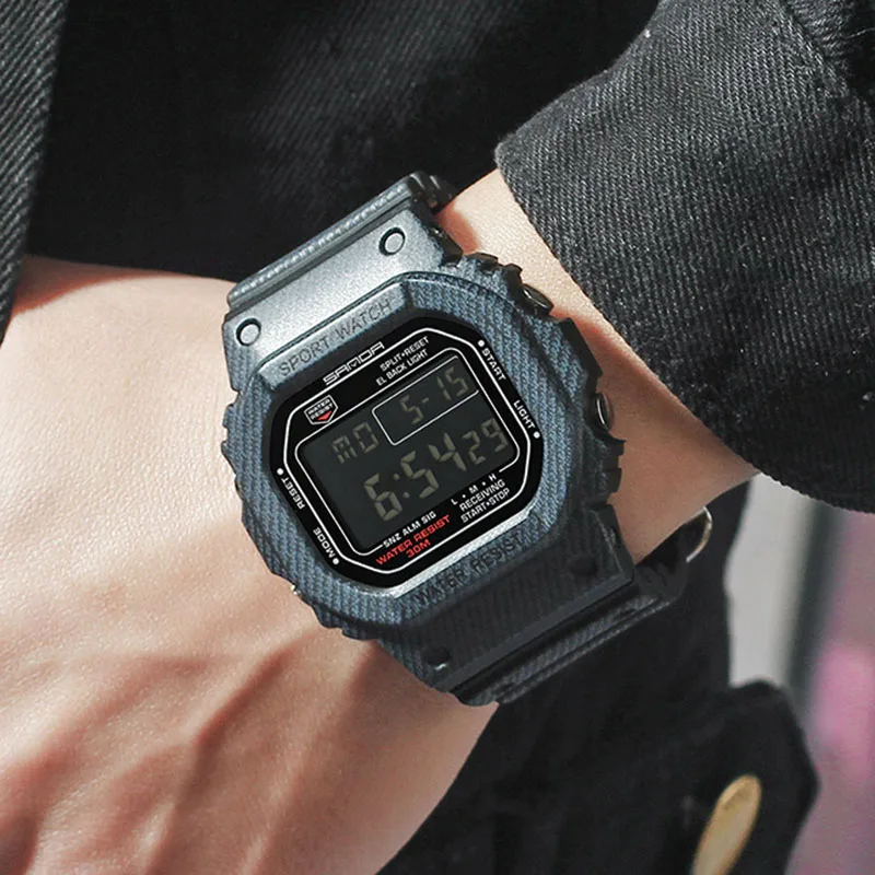 Creative Led Digital Sports Watch for Men Women Silicone Watchband Students Fashion Cool Wristwatch Electronic Waterproof Clock | Наручные