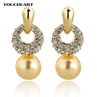 toucheart fashion new big gold earring charms fancy crystal earrings for women jewelry simulated custom pearl earrings ser140226