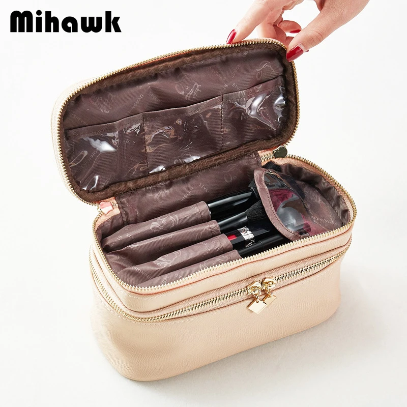 Mihawk, двухслойная косметичка для туалетных принадлежностей, женская косметичка, чехол для макияжа, косметичка, органайзер, аксессуары
