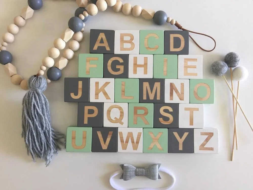 26 шт 3D деревянные буквы алфавита украшения черного DIY детская комната стены