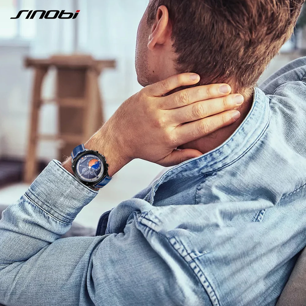 

SINOBI Mens Chronograph Watches Military Watch Men's Army Clock Japanese Movement Sports Quartz Wristwatches Relogio Masculino