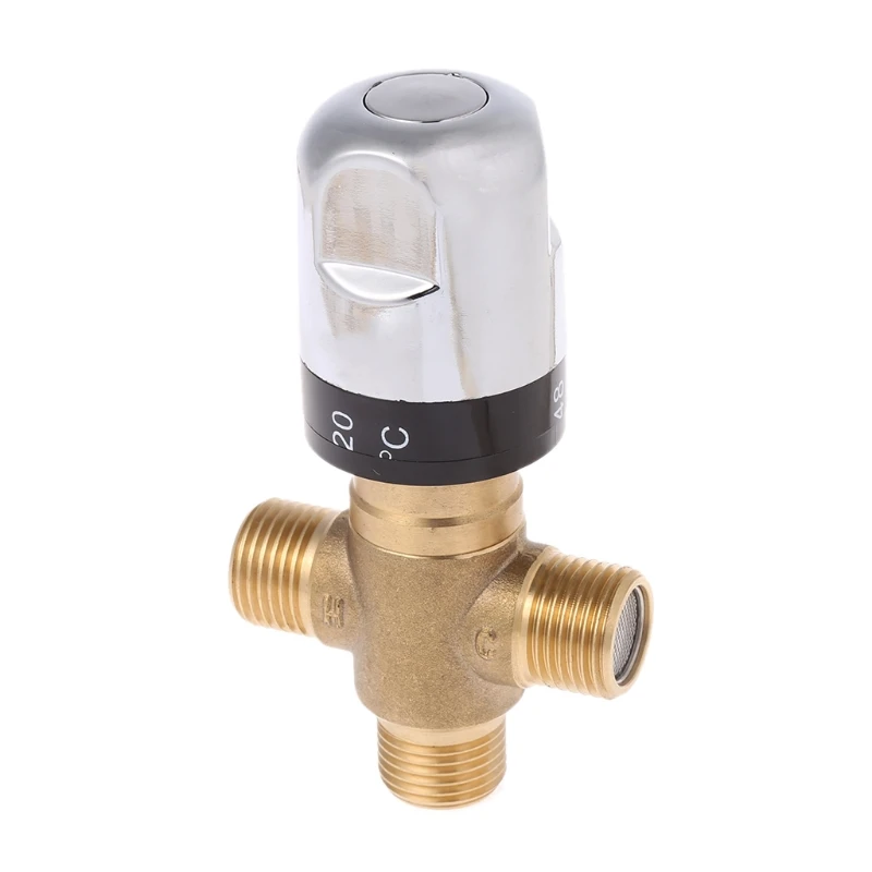 

Solid Brass G1/2 Male 3 Way Thermostatic Mixing Valve Shower Water Temperature Control