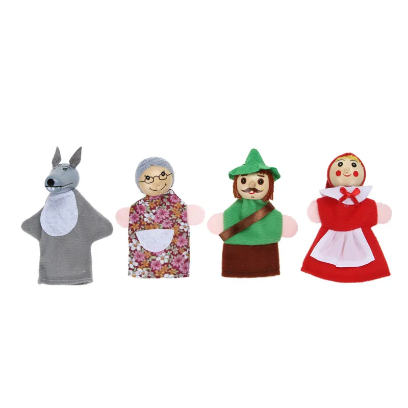4 шт./компл. Красная Шапочка пальчиковые куклы сказочная история деревянные