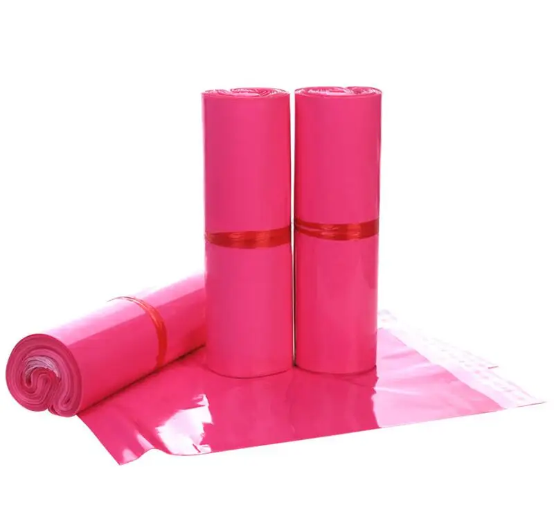 100 шт розово-красный курьерский почтовый пакет пластиковый конверт
