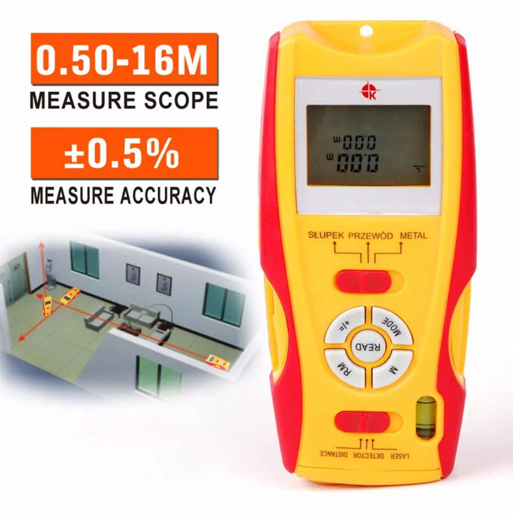 Свободная Нью Настоящее 5in1 высокоточный лазерный дальномер Diastimeter/stud finder