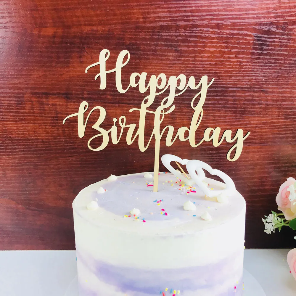 Топпер для торта С Днем Рождения цветные акриловые украшения на день рождения