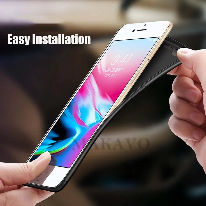 Мягкий силиконовый чехол MAKAVO для iPhone 7 8 Plus с полной защитой матовый X iPhone7 чехлы