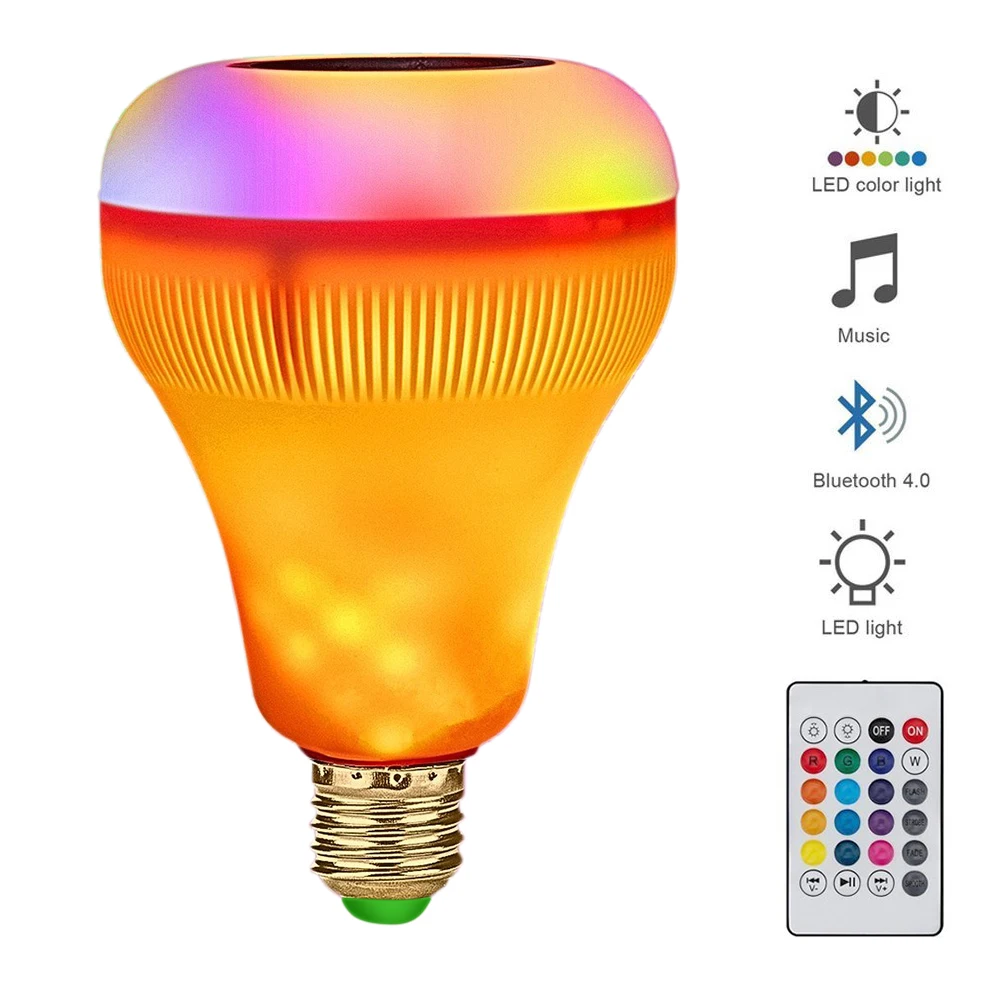 Беспроводной Bluetooth динамик Donwei E27 + 12 Вт RGB лампа с пламенем 110 В 220 умсветильник