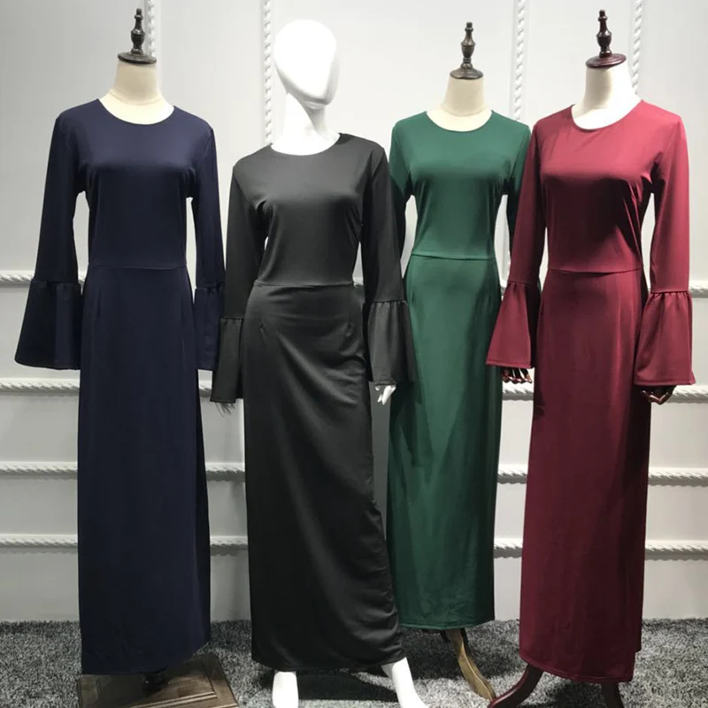 Buytiz ОАЭ мусульманское abaya Макси платье с расклешенными рукавами длинное халаты