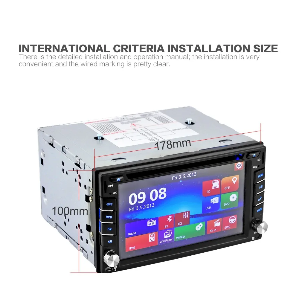 Автомобиль gps универсальный автомобильный Радио двойной 2 Din dvd-плеер автомобиля gps навигации стерео Штатная видео+ карта сабвуфер