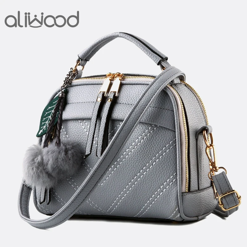 Женская сумка 2021 на плечо с подвеской из натурального меха модные сумки