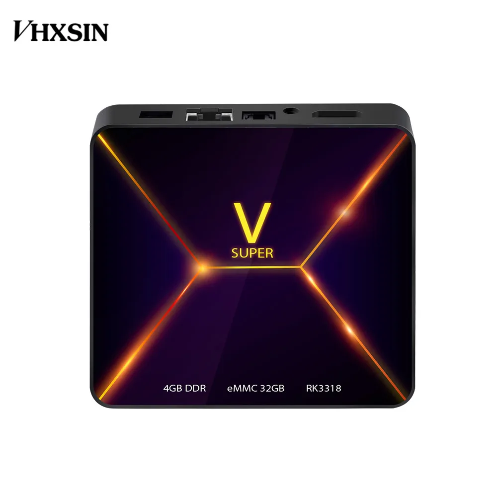 VHXSIN 10 шт. Супер V Rockchip RK3318 четырехъядерный Android 9 0 ТВ-приставка RAM 4G ROM 32G 4K VP9 HDR H.265 HD 2