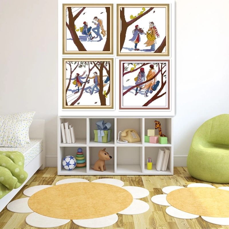 The Autumn Feelings Embroidery Cross Set Chinese Counted Stitch Pattern DIY Painting Home Decor Cartoon cross stitch | Дом и сад