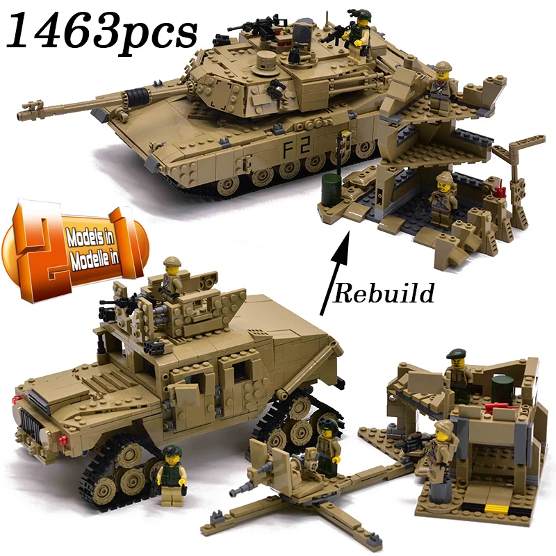 2019 военные M1A2 бак 1463 шт. кирпичи Абрамс главный боевой танк строительные блоки