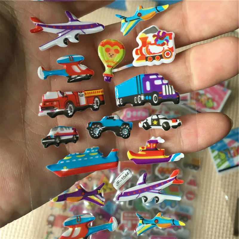 6PCS / lot Mixed Cartoon Bubble Stickers Transport Cars Children Kids Girls &amp Boys Decoration Christmas Gift | Игрушки и хобби