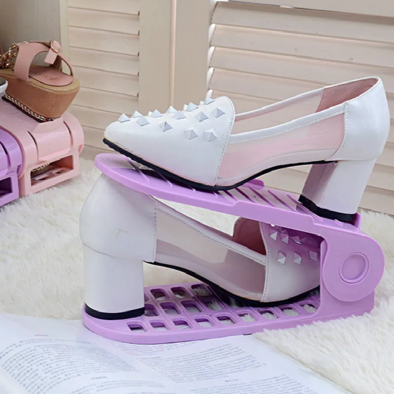 

6pcs/lot Shoes Rack Shoes Organizer Space Saving Shoes Stand Modern Double Cleaning Storage Shoes Rack Living Room Convenient