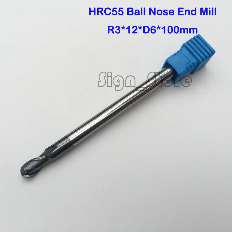 

2 шт. радиус = 3 мм 2 флейты hrc55 R3 * 12 * D6 * 100 мм твердосплавные концевые фрезы с ЧПУ фрезы инструменты фрезы