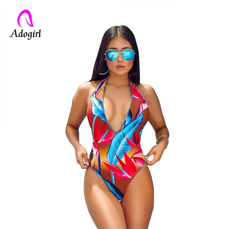 Женский слитный пляжный костюм с контрастным принтом Adogirl сексуальные летние