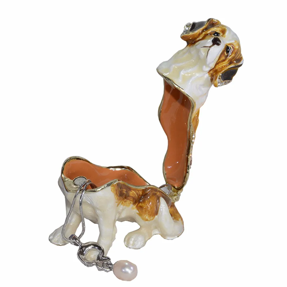 

Saint Bernard dog jewelry box animal tabletop alloy decorative craft pewter ornament dog lover gift Home Accessories X'mas Gifts