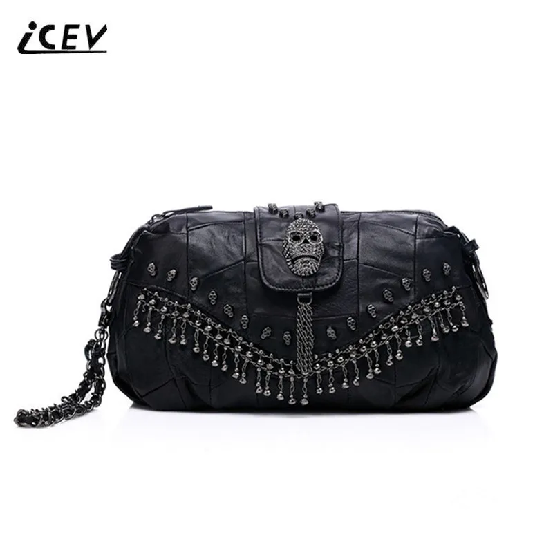 ICEV новые европейские модные сумки из натуральной кожи с черепом овечьей