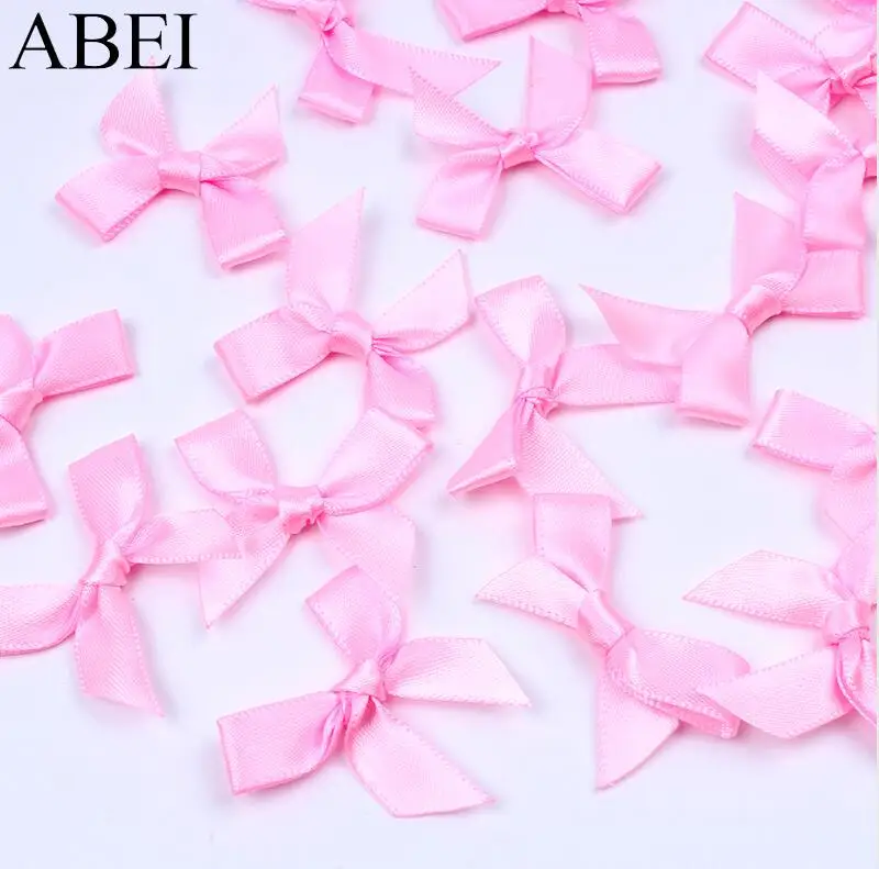 Pink 50 шт./лот атласная лента бант для скрапбукинга альбом качество DIY лук Галстуки Для Свадьба Вечерние Швейные аксессуары для художественного оформления - Цвет: Pink