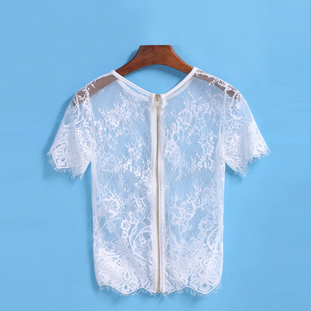 Новинка 2018 Женская кружевная блузка с цветочным узором черный топ сексуальные