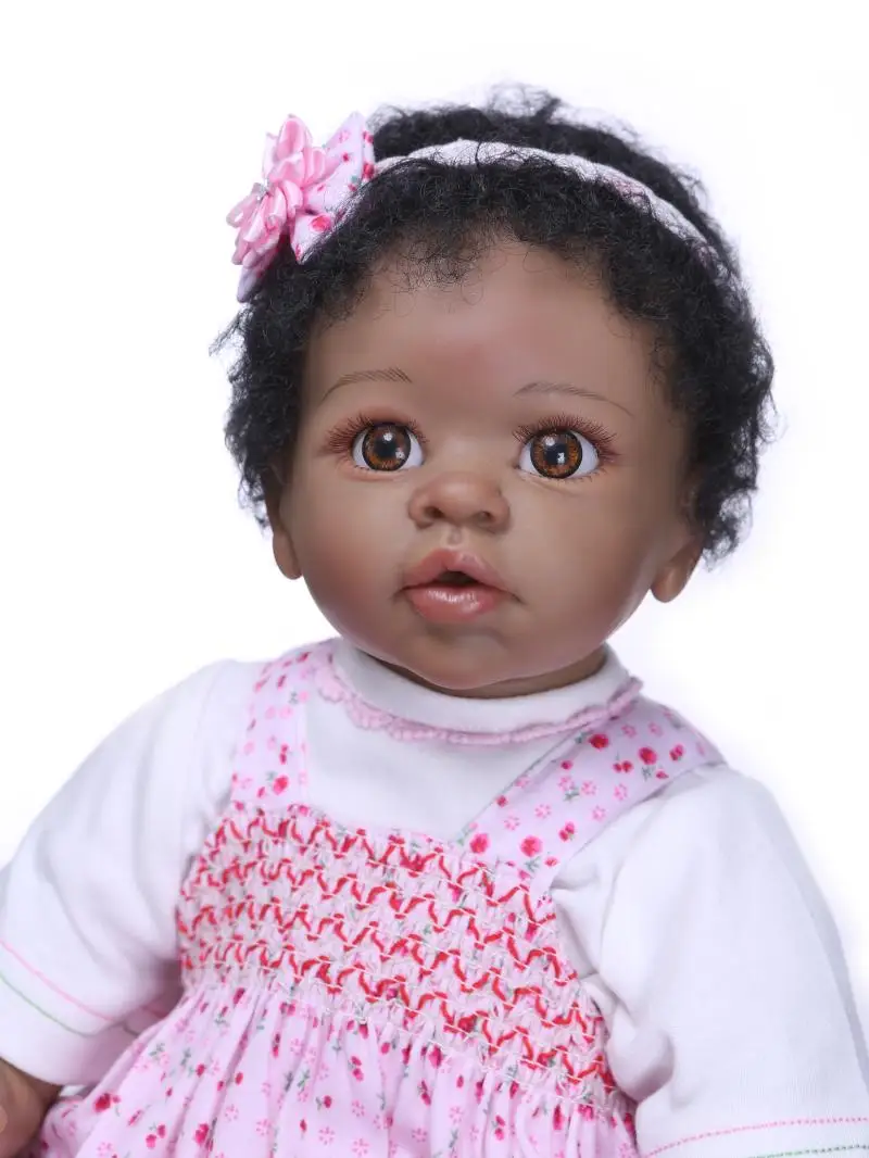 55 см Мягкая силиконовая кукла для новорожденных девочек bebe reborn черная кожа