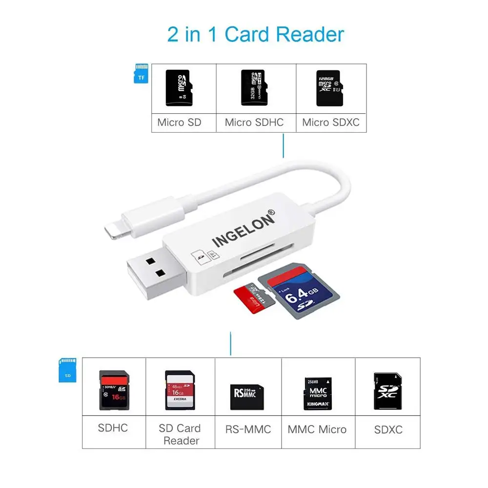 2 в 1 картридер 2017 Высокое Качество МИНИ Супер Скорость USB2.0 TF Micro SD/SDHC Card Reader