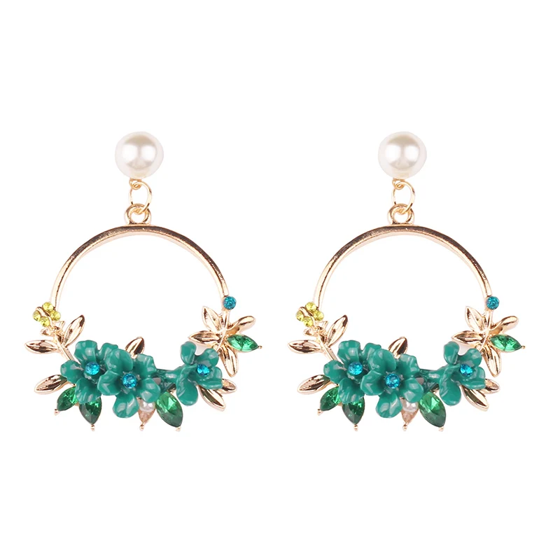 green LUBOV винтажные античные золотые прозрачные стразы серьги для женщин Bijoux Brincos женский Рождественский подарок - Окраска металла: green