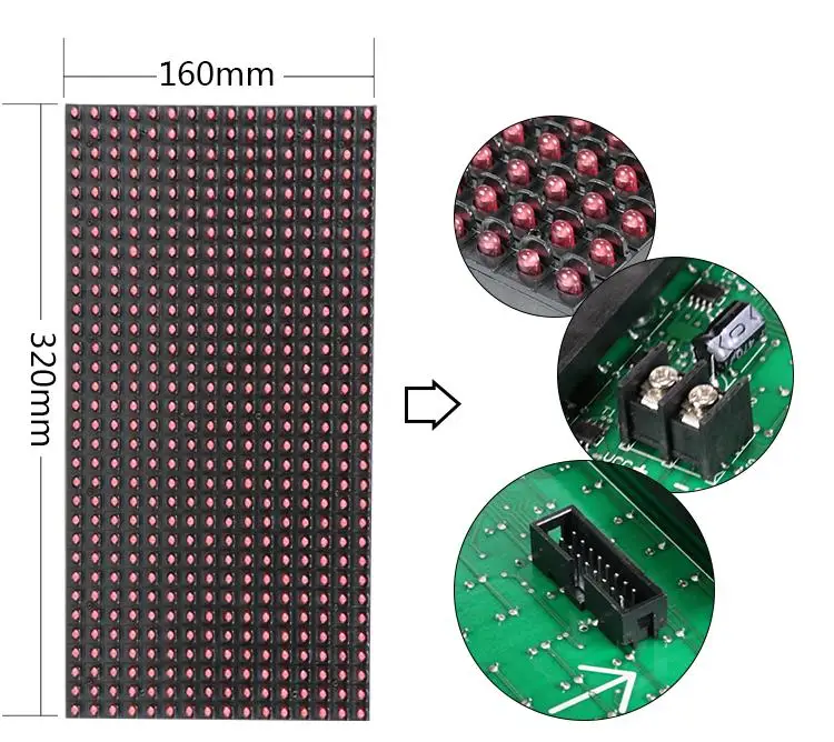 P10 наружный SMD одиночный красный цвет светодиодный модуль дисплея панели 32x16 320x160 мм