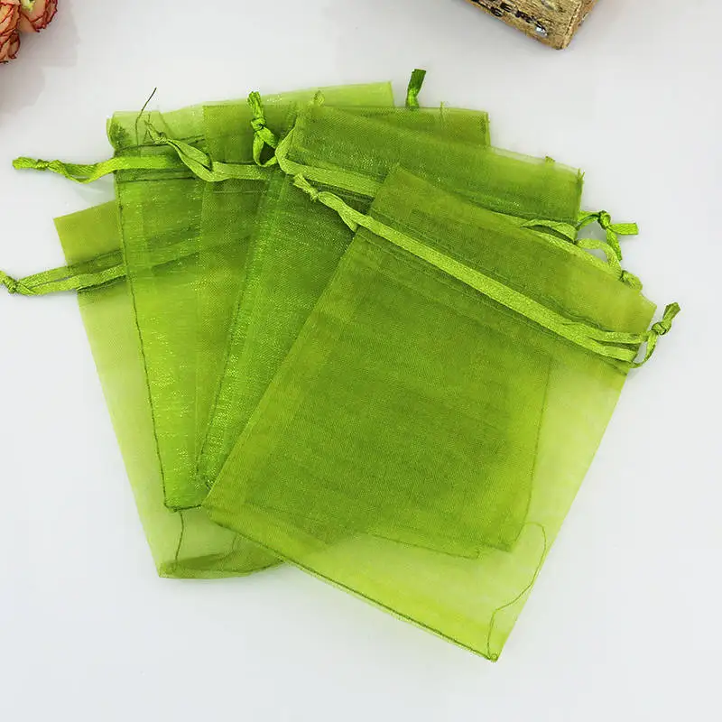 

Army Green Packaging Pouches 100pcs/lot 7x9cm Drawstring Organza Bags for Jewelry Beads Candy Gifts Bracelet Storage Pouches