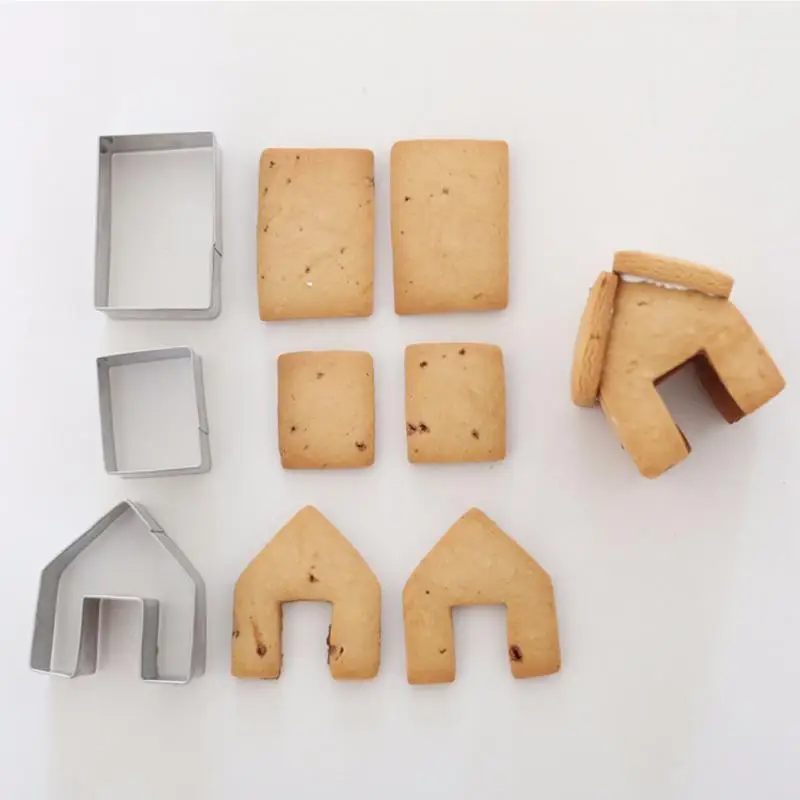 3 шт. нетоксичный прочный Рождественский маленький домик плесень пряничный домик печенье, фондан, пирог, форма для резки для различных фестивалей