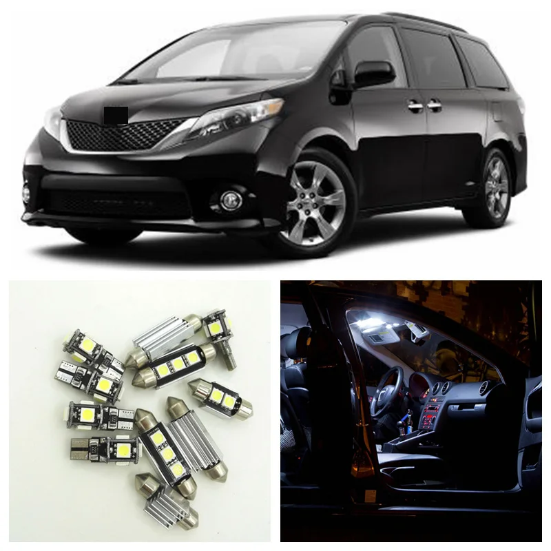 13 шт. холодный белый Светодиодный Комплект ламп для Toyota Sienna 2011 2015 Карта Купол