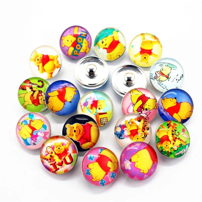 Горячая Распродажа набор из 20 штук кнопки Винни-Пуха 18 мм Мультяшные защелки