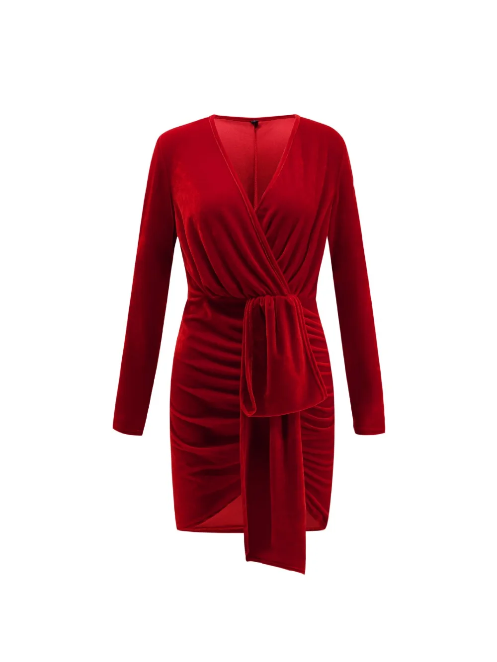 Женское вечернее платье с глубоким v-образным вырезом высоким разрезом и баской