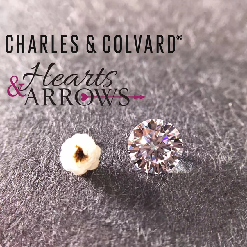 Сертифицированный Оригинал Charles Colvard круглые блестящие Сердца и стрелы отличный
