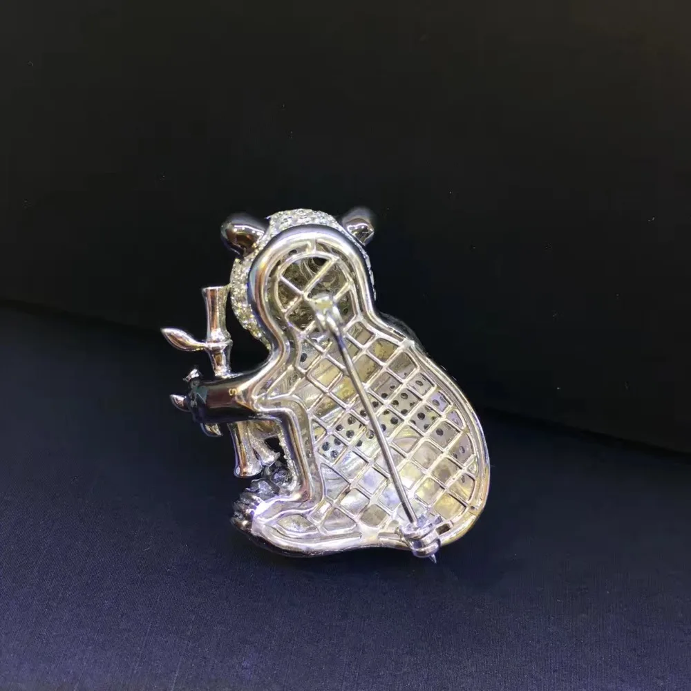 Милая унисекс брошь с пандой из стерлингового серебра 925 пробы кубическим