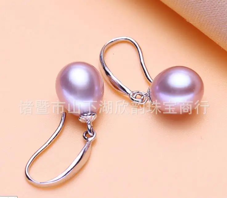 

natural 9-8 MM PERFECT south sea white pink purple rpearl earrings Fine Silver