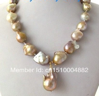 

Free shipping Natural WHITE Unusual Keshi Keishi Baroque Pearl Necklace&Pendant