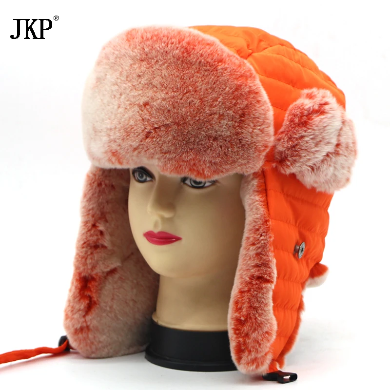 Высококачественные зимние шапки из 100% натурального кроличьего меха с ушами и