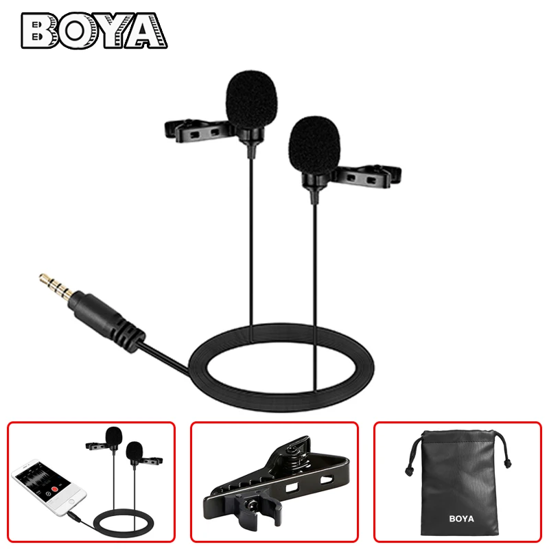 BOYA Двойной петличный конденсаторный микрофон для iPhone samsung huawei Xiaomi Oneplus lenovo Android