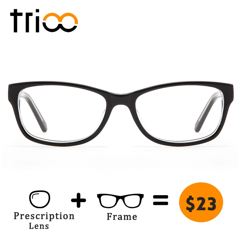 

TRIOO Myopia Prescription Glasses Women Reading Eyewear Computer Eyeglasses Clear Diopter Optical Lens Black Spectacles Oculos