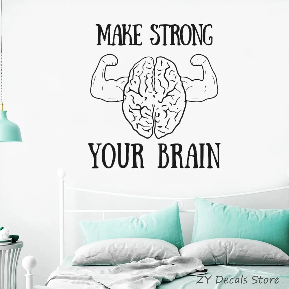 

Inspiration Wall Sayings Wall Stickers Motivation Quote Make Strong Your Brain Wall Decal Vinyl Brain Decals Bedroom Decor S716