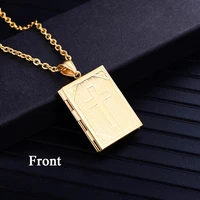 religious cross locket necklace pendant gold silver color photo frame memory necklace for womenmen christmas gift hot sale